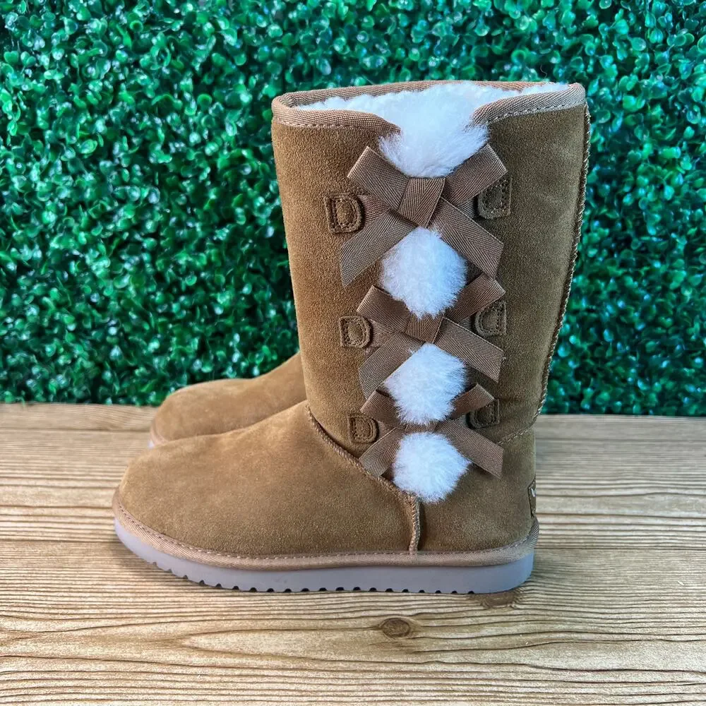 Koolaburra by UGG Chestnut Victoria Tall Bow Boots Womens Size 6 Tan 1015875 EUC - Picture 1 of 10